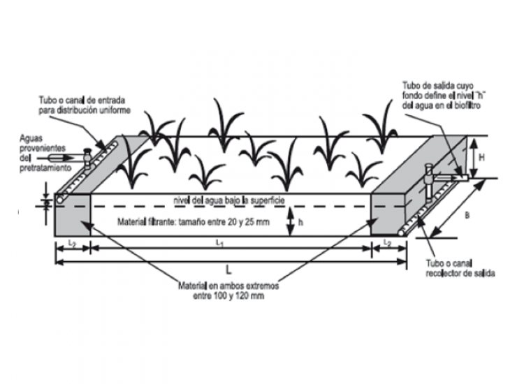Esquema de una biojardinera.