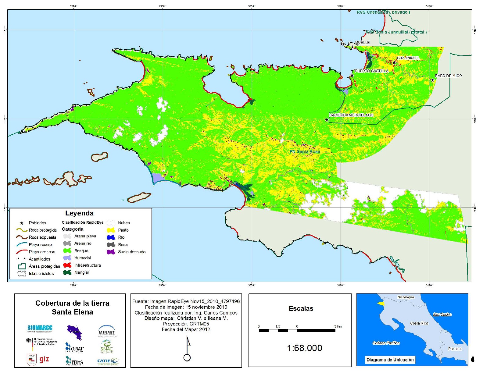 Mapa de la cobertura de la tierra en Santa Elena