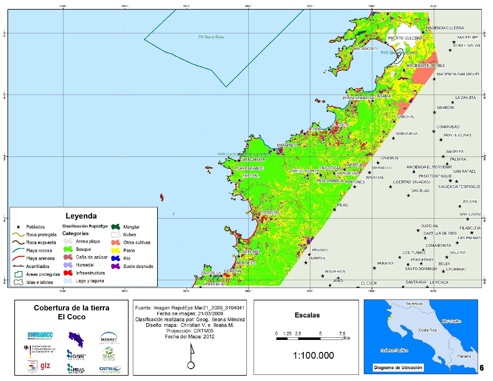 Mapa de la cobertura de la tierra en El Coco 
