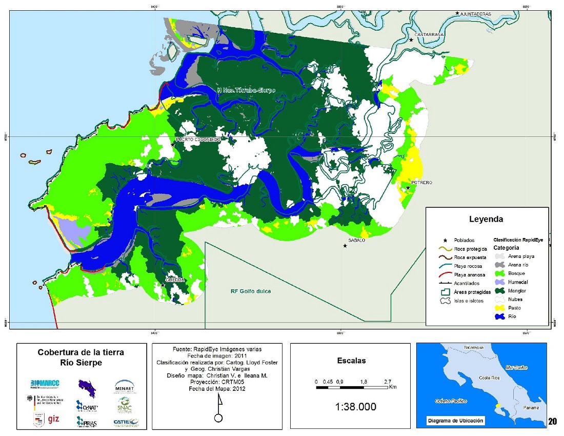 Mapa de la cobertura de la tierra en Río Sierpe
