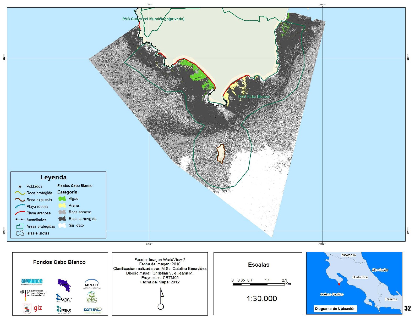 Mapa de los fondos de Cabo Blanco