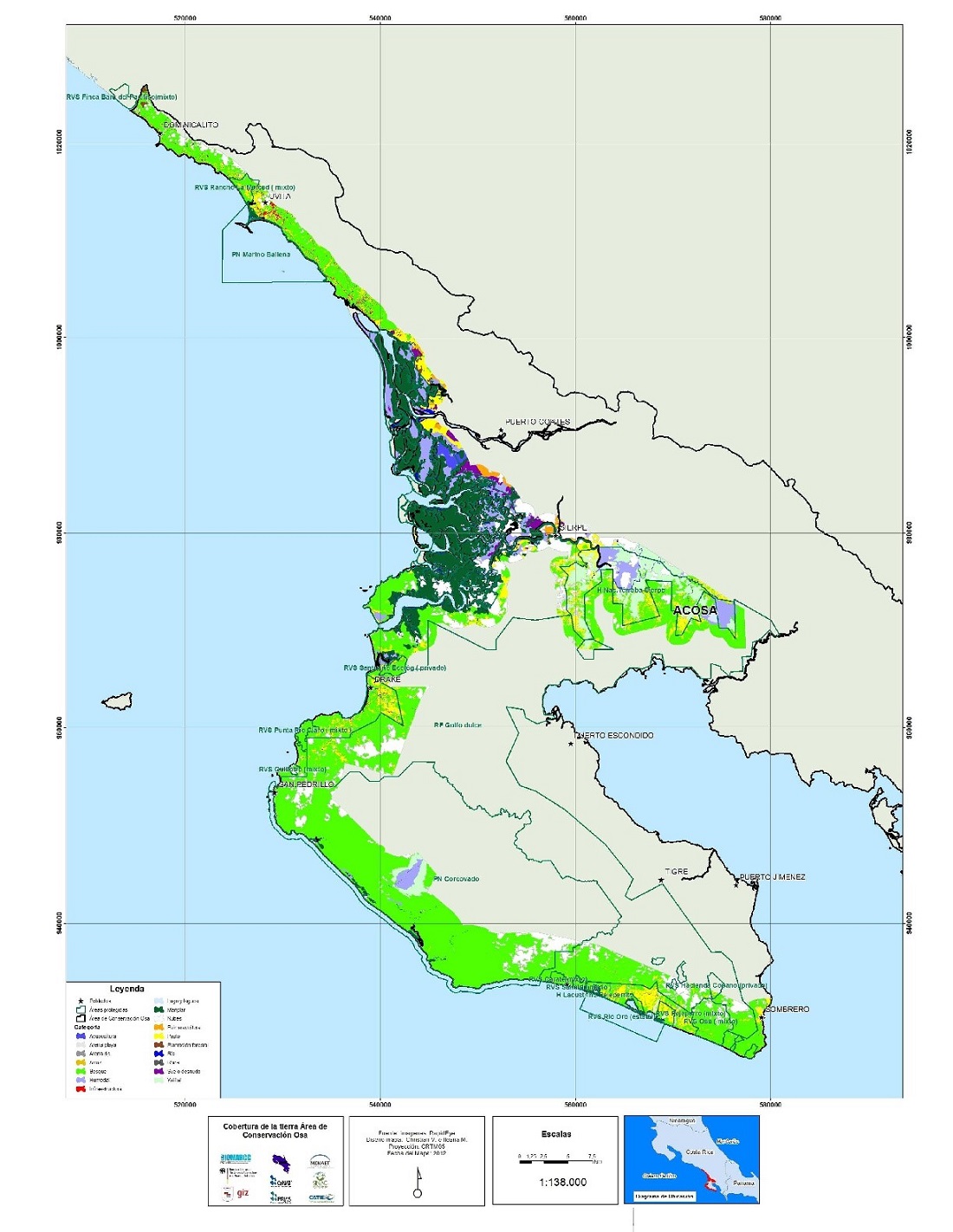Cobertura de la tierra - Área de Conservación Osa